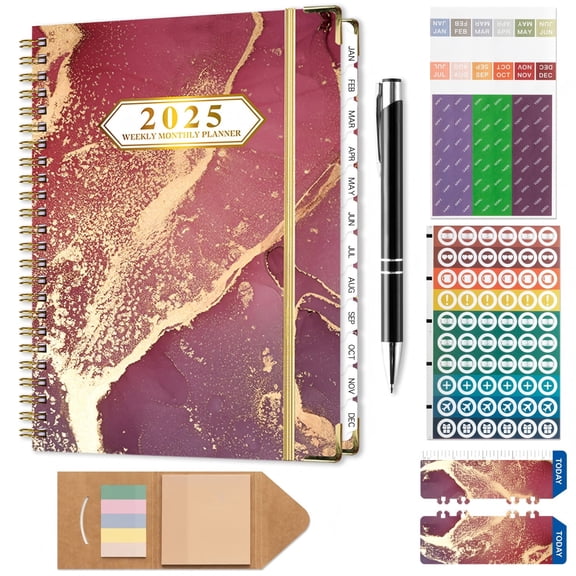 2025 Daily Planner, Weekly/Monthly Dated Agenda Appointment Book with Stickers and Labels