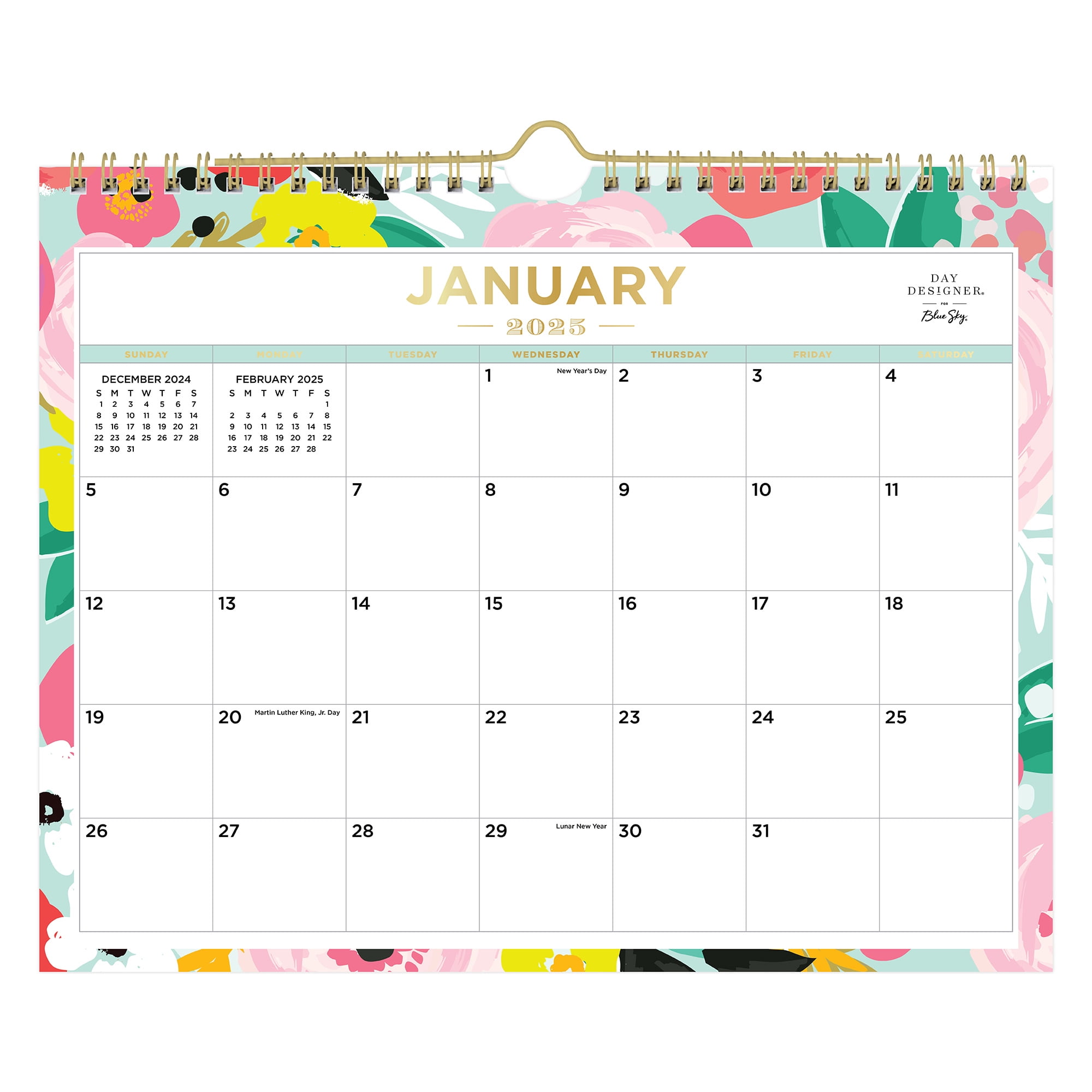 2025 Day Designer Monthly Wall Calendar, 11" x 83/4", Secret Garden