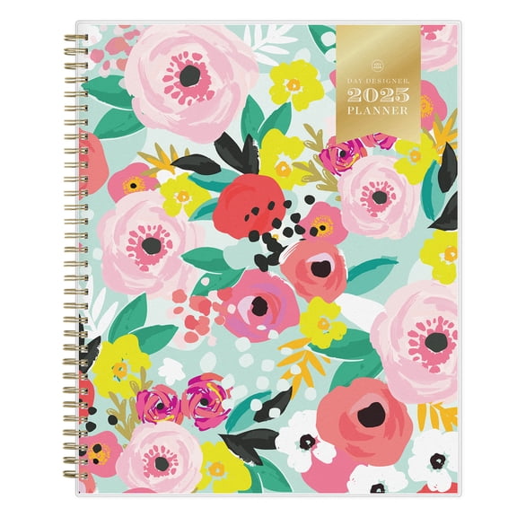2025 Day Designer Weekly/Monthly Planning Calendar, 8-1/2" x 11, Secret Garden Mint, January 2025 To December 2025