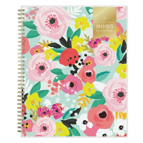 2025 Day Designer Weekly/Monthly Planning Calendar, 8-1/2" x 11, Secret Garden Mint, January 2025 To December 2025