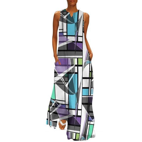 2025 De Stijl Dress Summer Mod 60s Mondrian Style Street Fashion Casual Long Dresses Womens Party Maxi Dress Birthday Present