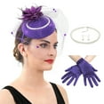 thumbnail image 1 of 2025 Derby Hat For Women Fascinator Hat and Necklace Earring Lace Short Gloves Set For Teas Party Church Wedding, 1 of 13