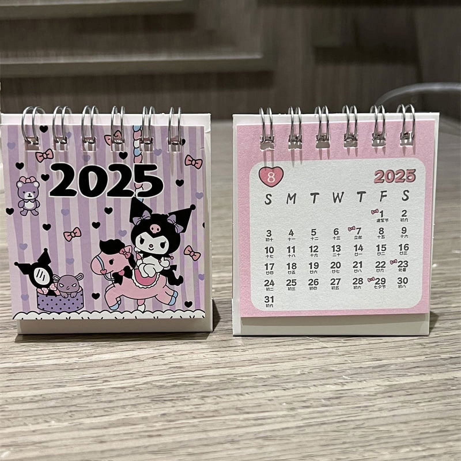 2025 desk calendar kawaii sanrio kuromi mini calendar to do list daily