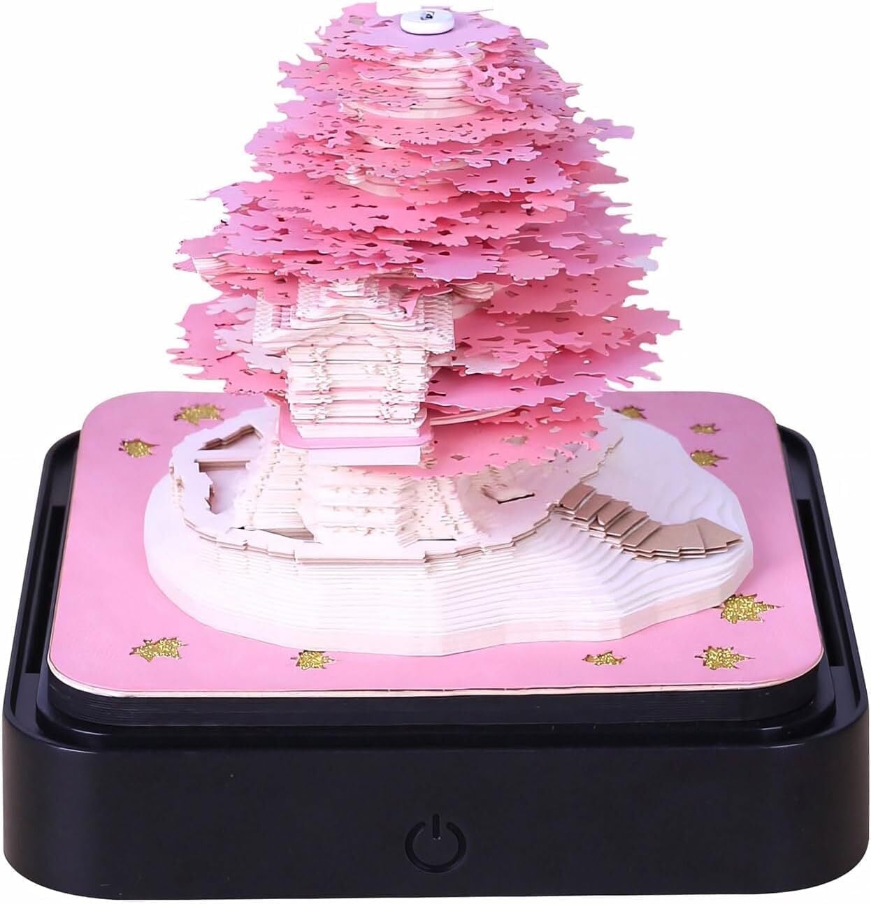 2026 Desk Calendar Romantic Tree House, with light, 3D Pad, Non-stick Post-it Notes, School Office Family Stress Relief Calendar (Tree House)
