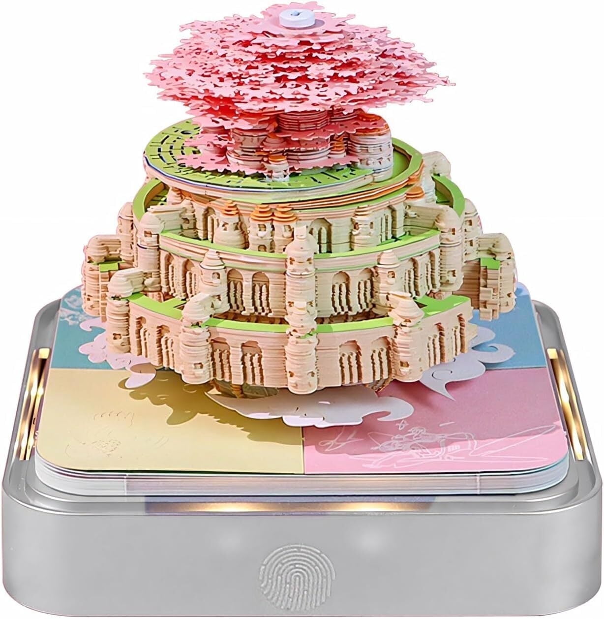 2026 Desk Calendar Sky Fortress with Light, 3D Memo Pad Non-stick Post-it Calendar School Office Home Stress Relief Best Gifts(Sky Fortress)