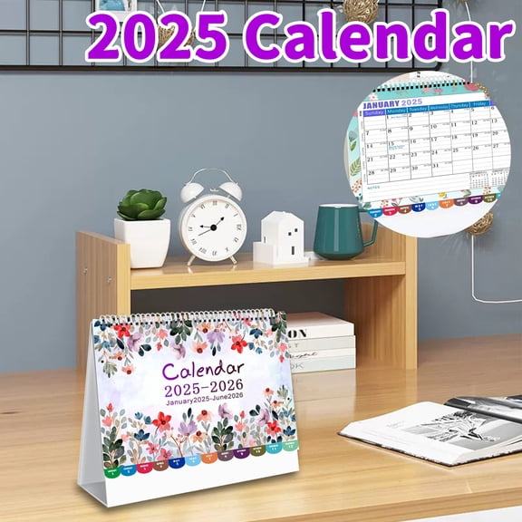 2025 Desk Calendar with Daily Inspiration Perfect for Home or Office, Includes Holidays and Moon Phases