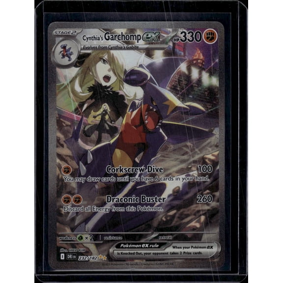 2025 Destined Rivals Cynthia's Garchomp EX Etched Secret Rare SAR #232/182