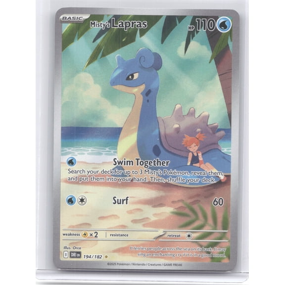 2025 Destined Rivals Misty's Lapras Secret Rare #194/182 English Pokemon Trading Card