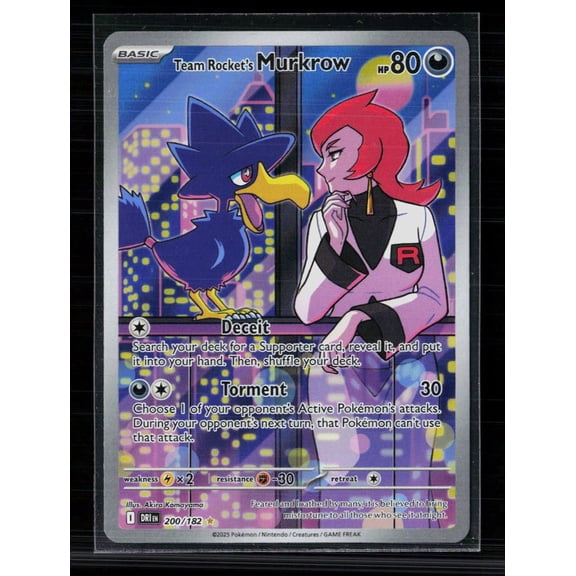 2025 Destined Rivals Team Rocket Murkrow ex Secret Rare Holo 200/182 English Trading Card