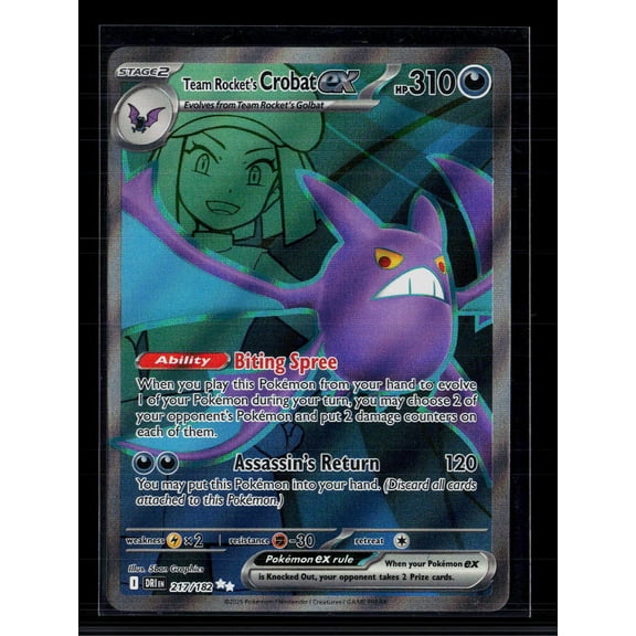 2025 Destined Rivals Team Rocket's Crobat EX Holo Secret Rare SAR #217/182