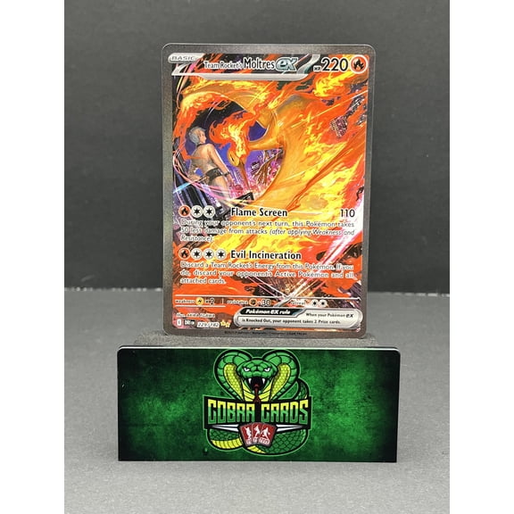 2025 Pokemon Destined Rivals Team Rocket's Moltres EX Holo Secret Rare SIR Trading Card #229/182