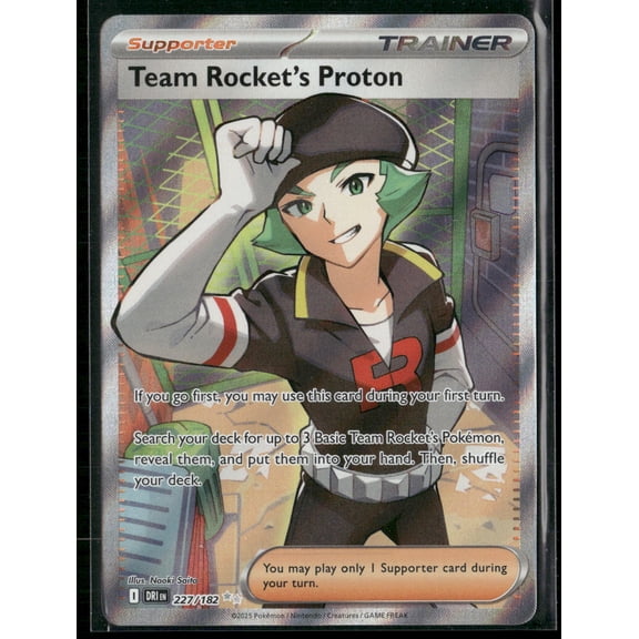 2025 Destined Rivals Team Rocket's Proton Holo Secret Rare Full Art Trainer Card FA #227/182