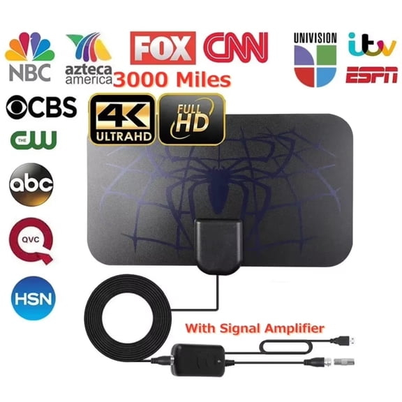 Indoor Digital TV Antennas for Smart TV Long Range TV Antenna for Free Channels, Antenna for TV Without Cable Supports 4K 1080P for Local Channels