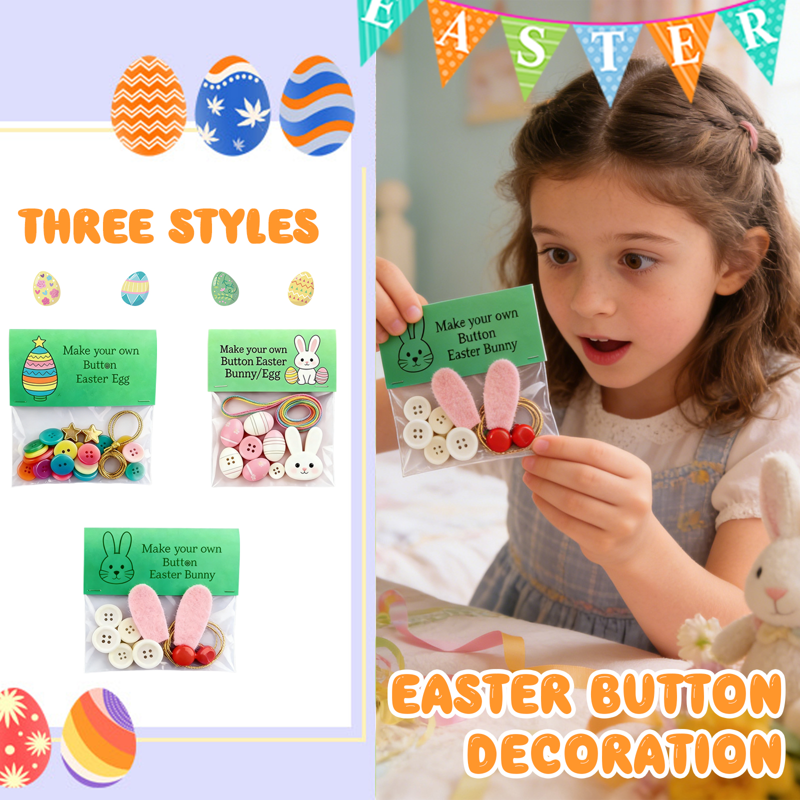 2025, Diy Ornaments, Button Easter Ornament Craft Kits Make Your Own ...