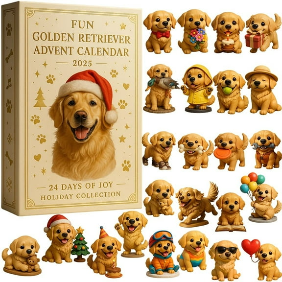2025 Dog Themed Advent Calendar, 24 Acrylic Puppy Ornaments, Christmas Countdown Decor
