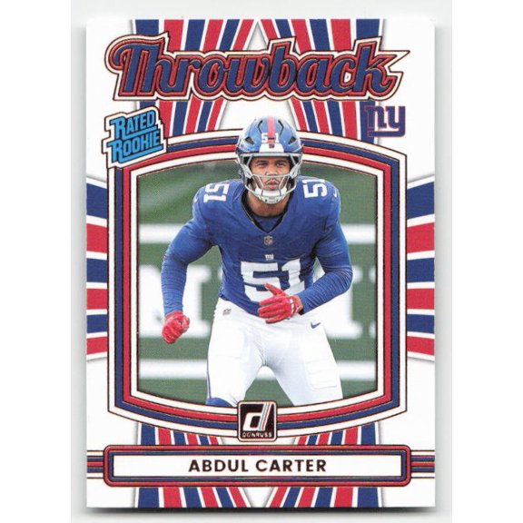 2025 Donruss Abdul Carter New York Giants #49 Rated Rookies Throwback Football Card