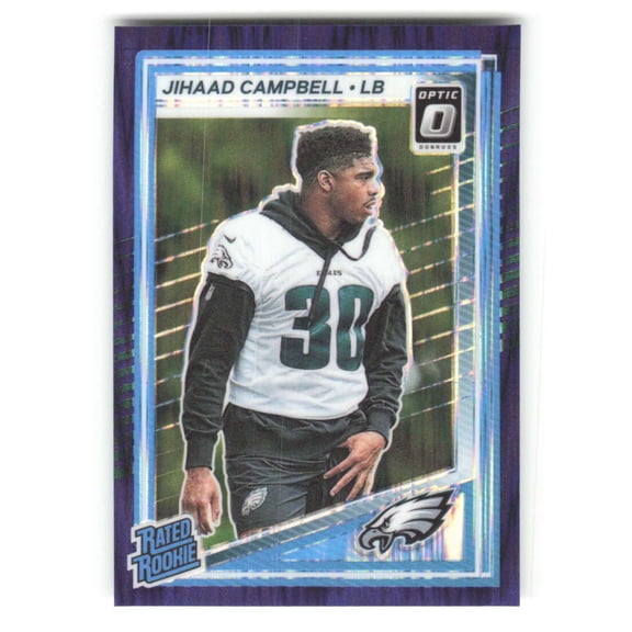 2025 Donruss Optic Purple Shock #266 Jihaad Campbell Rated Rookie Philadelphia Eagles  NFL Football Trading Card