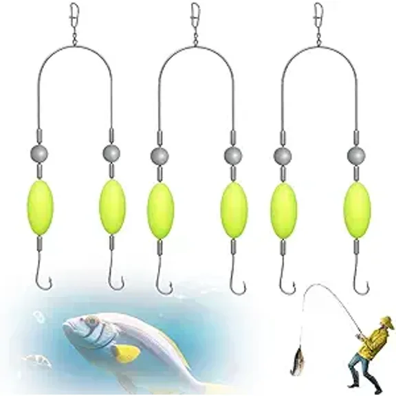 2025 Double-Hook Fishing Lure Set 3PC for Freshwater Saltwater Bass Trout(Reverse base line double hook [Iseni has thorns] No. 4 hook)