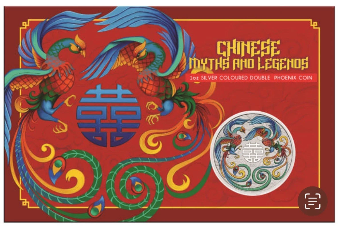 PERTH MINT 2025 Double Phoenix (Vivid) Colorized 1 oz Silver Coin in Card