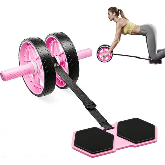 2025 Double-Wheel Ab Roller for Core - Rebound Design with Adjustable Elastic Band, Silent Non-Slip Wheels, Detachable Build, Pad & Bands - Gym Gear for Men/Women