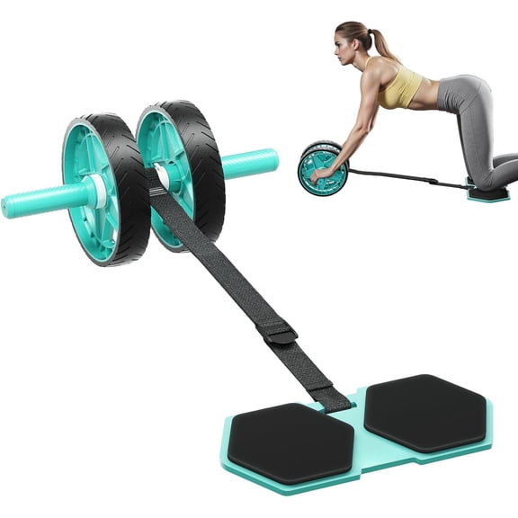 2025  Double-Wheel Ab Roller for Core  - Rebound Design with Adjustable Elastic Band, Silent Non-Slip Wheels, Detachable Build,  Pad & Bands -  Gym Gear for Men/Women