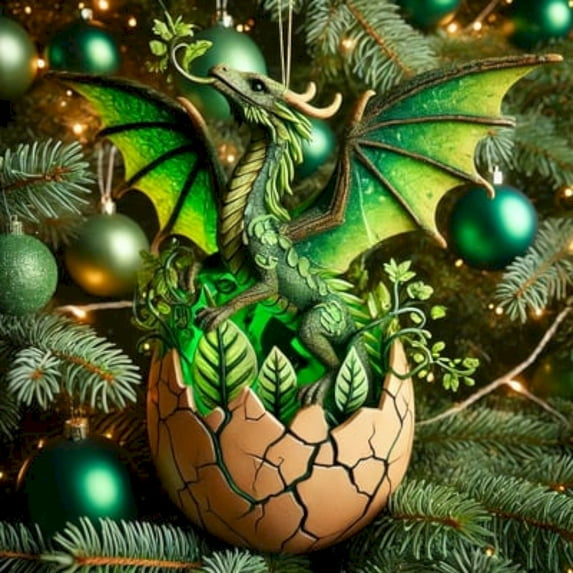 2025 Dragon Christmas Decoration Acrylic Christmas Tree Ornaments Simulation Dragon Ornaments 8cm/ Dragon Christmas Acrylic Pendant (Flat) Gg