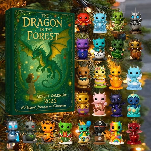 2025 Dragon Forest Advent Calendar with 24 Days of Magical Themed Surprises - Festive Countdown Decor for Family Holiday Traditions and Fantasy Lovers Collection
