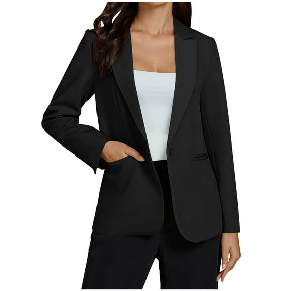 2025 Dressy Blazers for Women Button Long Sleeve Lapel Business Casual Outfits Office Work Suit Blazer with Pockets