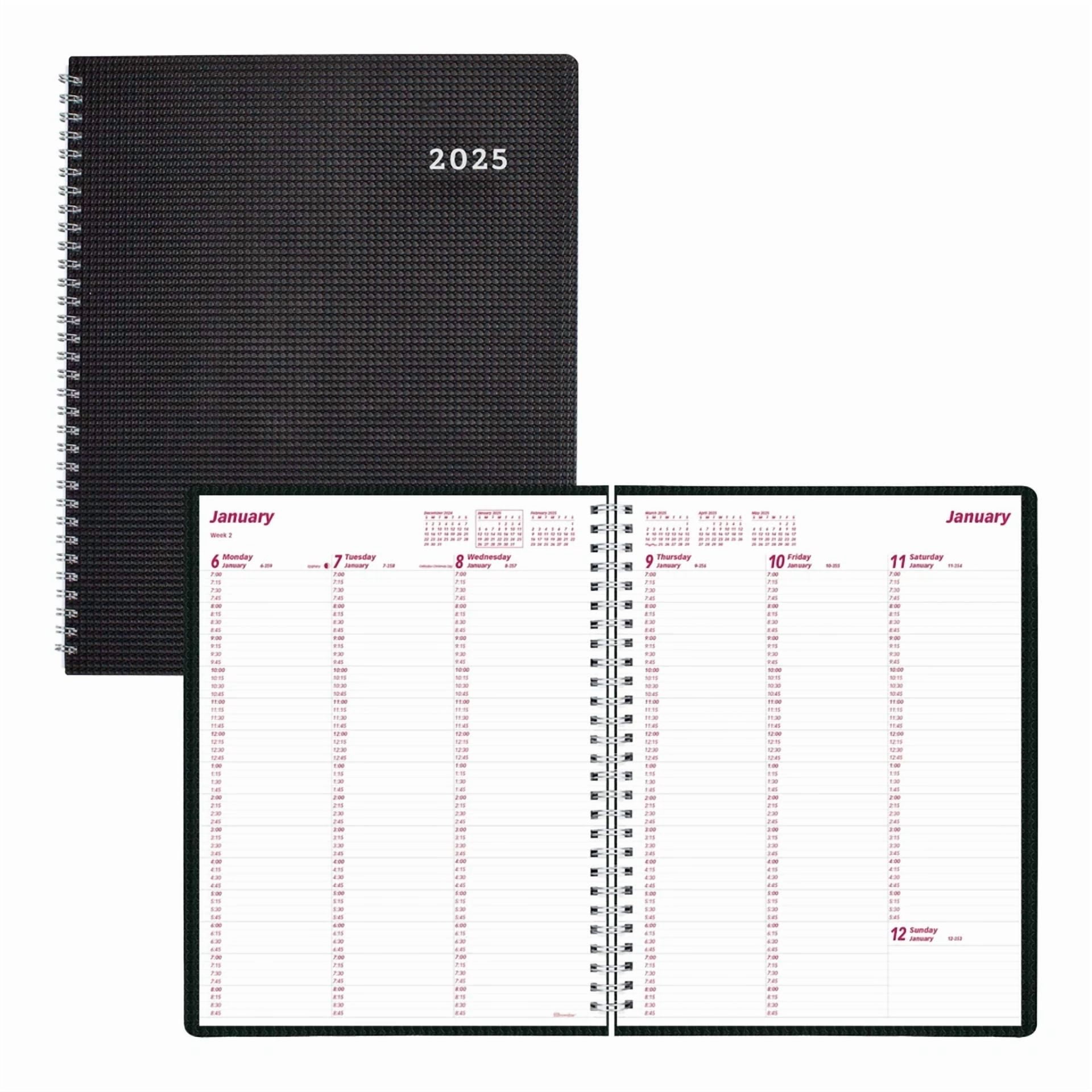 2025 Duraflex Weekly Planner 12 Month Appointment Book Black 11X8.5 Inches