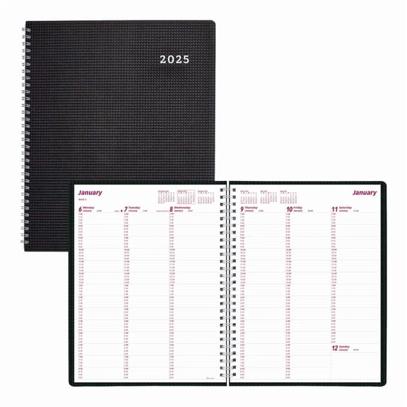 2025 Duraflex Weekly Planner 12 Month Appointment Book Black 11X8.5 Inches