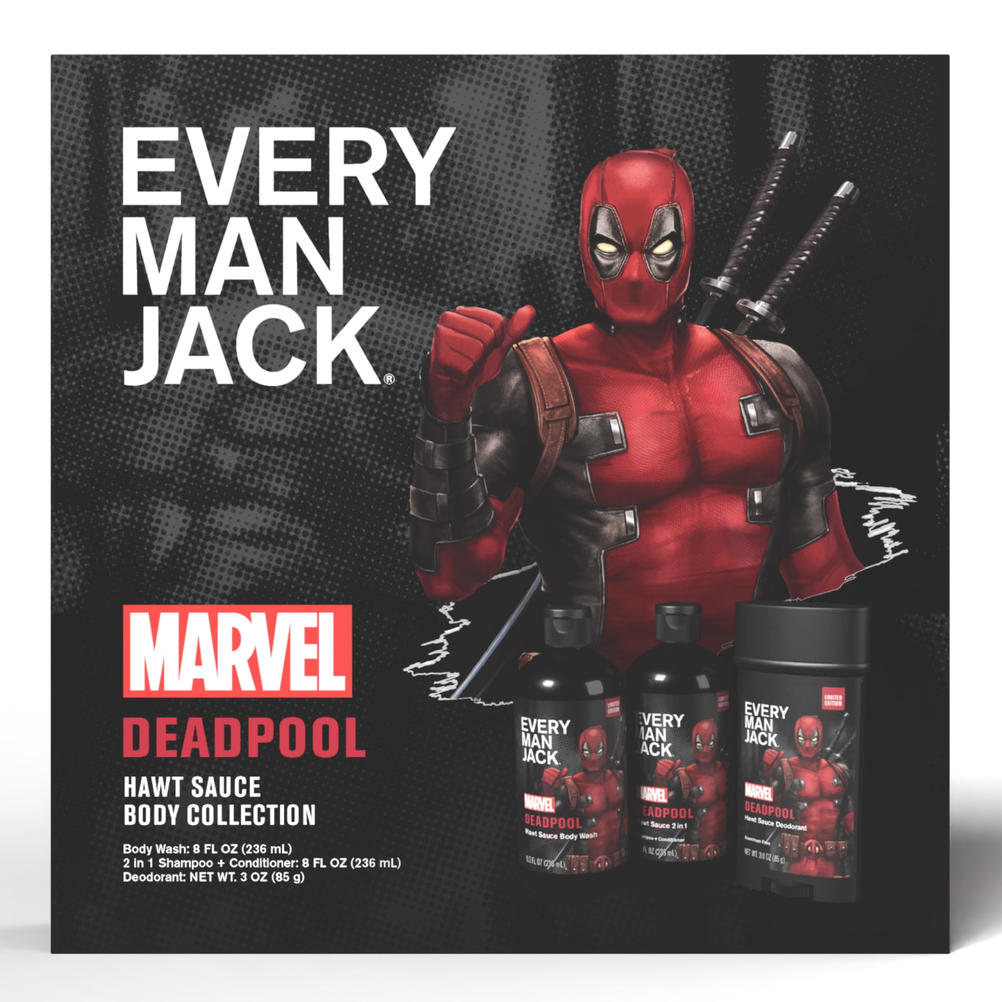 Every Man Jack + Marvel Hawt Sauce Marvel Bath and Body Christmas Holiday Gift Set for All Skin Types, 1 Count