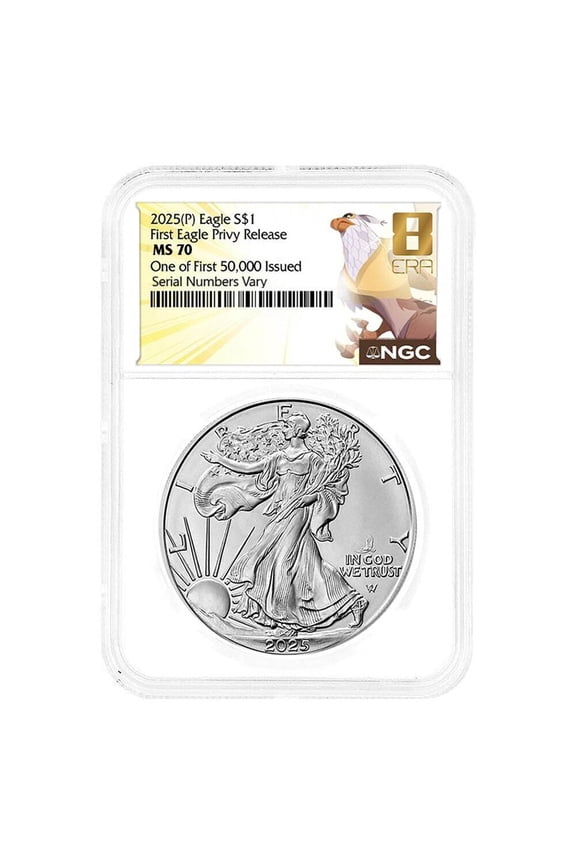 2025 Eagle Privy 1 oz Silver American Eagle NGC MS 70 One of First 50K
