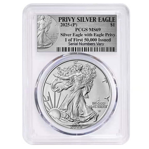 2025 Eagle Privy 1 oz Silver American Eagle PCGS MS 69 One of First 50K (Privy)