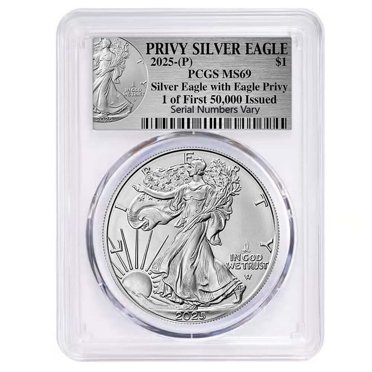 2025 $1 Silver Eagle – First Eagle Privy, 1 Oz .999 Silver, NGC MS69, 8th Era Release