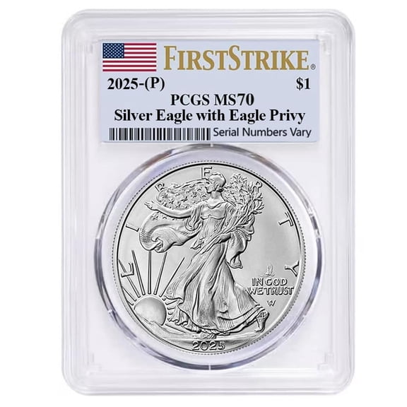 2025 Eagle Privy 1 oz Silver American Eagle PCGS MS 70 FS (Flag)