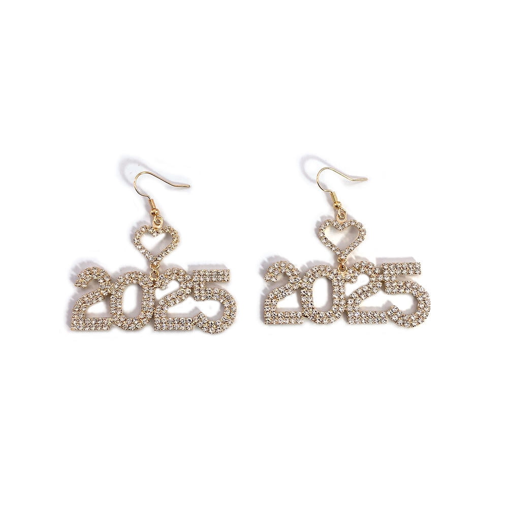 2025 Earrings Women's Fashion Digital Symbols Pendant New Year
