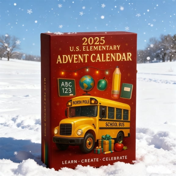 2025 Educational Christmas Advent Calendar Learning Themed Countdown with Fun Facts Ornaments Holiday Decoration for Kids Parents Teachers Reusable Gift Box