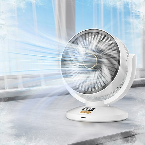 2025 Electric Fan,Silent Air Circulation,5-Speed Remote Control,Led Light,Modern Whitegold Design for Bedroom/studio,Powerful Cooling,Energy Efficient,Home Office,Dorm Room Use|Plastic,White,NCHKUN