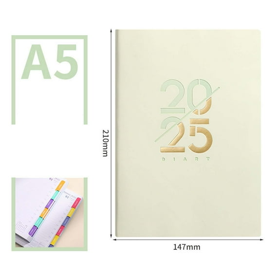 2025 English Daily Planner | Soft Leather A5 Notebook Calendar | 156 Sheets (312 Pages) | 8.3" x 5.8" | Work, School, Office, Travel Journal | Gift Idea | Multiple Colors Available