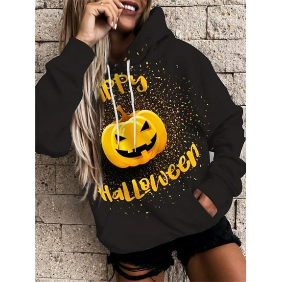 2025 European and American Halloween Autumn Hooded Sweatshirt 3D Digital Printing Large Size Top