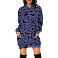 thumbnail image 1 of 2025 European and American Halloween Printed Mid-Length Pocket Hooded Long-Sleeved Sweatshirt for Women, 1 of 9