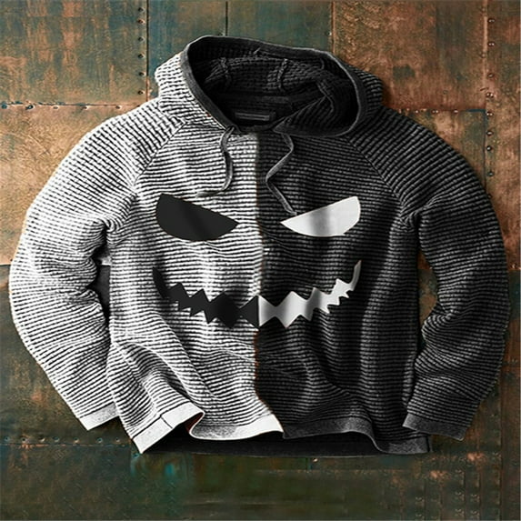 2025 European and American Halloween men's new pumpkin digital print Christmas series hooded sweatshirt