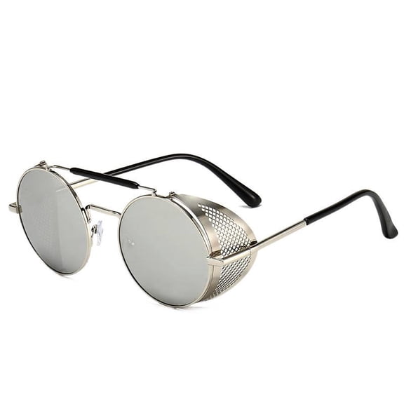 2025 European and American Steampunk Sunglasses for Women Side Wind Blocking Mesh Sunglasses Flip Cover Round Metal Sunglasses for Men