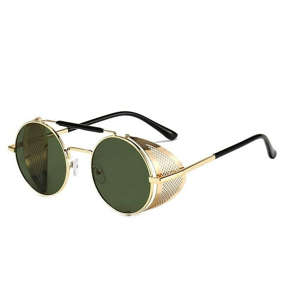 2025 European and American Steampunk Sunglasses for Women Side Wind Blocking Mesh Sunglasses Flip Cover Round Metal Sunglasses for Men