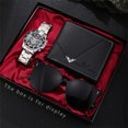 thumbnail image 1 of 2025 Fake Three-Eye Simple All-Match Men's Quartz Belt Watch Sunglasses Wallet 3-Piece Set, 1 of 5