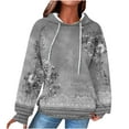 thumbnail image 1 of 2025 Fall Crewneck Hoodies for Womens Fashion Printed Pullover Sweatshirts Drawstring Raglan Hooded Sweaters Winter Long Sleeve Waffle Jacket Outwears Tops with Pocket, 1 of 5