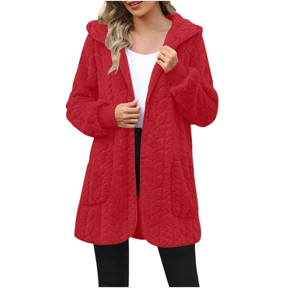 2025 Fall Winter Women Fleece Zip Up Jacket with Pockets Oversized Long Sherpa Hoodie Fuzzy Jackets Warm Teddy Coat