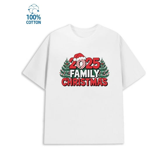 2025 Family Christmas mens Christmas 180G 100% Cotton white Christmas elegant Basic Unisex Shirt Graphic tshirts Original Unisex Shirt Short Sleeve tshirts Basic Unisex Shirt Cotton tshirts