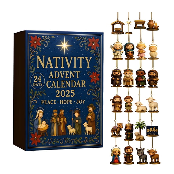 2025 Farm Nativity Advent Calendar, 24 Days Christmas Countdown Calendar Advent Calendars for Farm Contains 24 Farmer Family and Small Animals and Plants Pendant Gifts for Farm Lovers