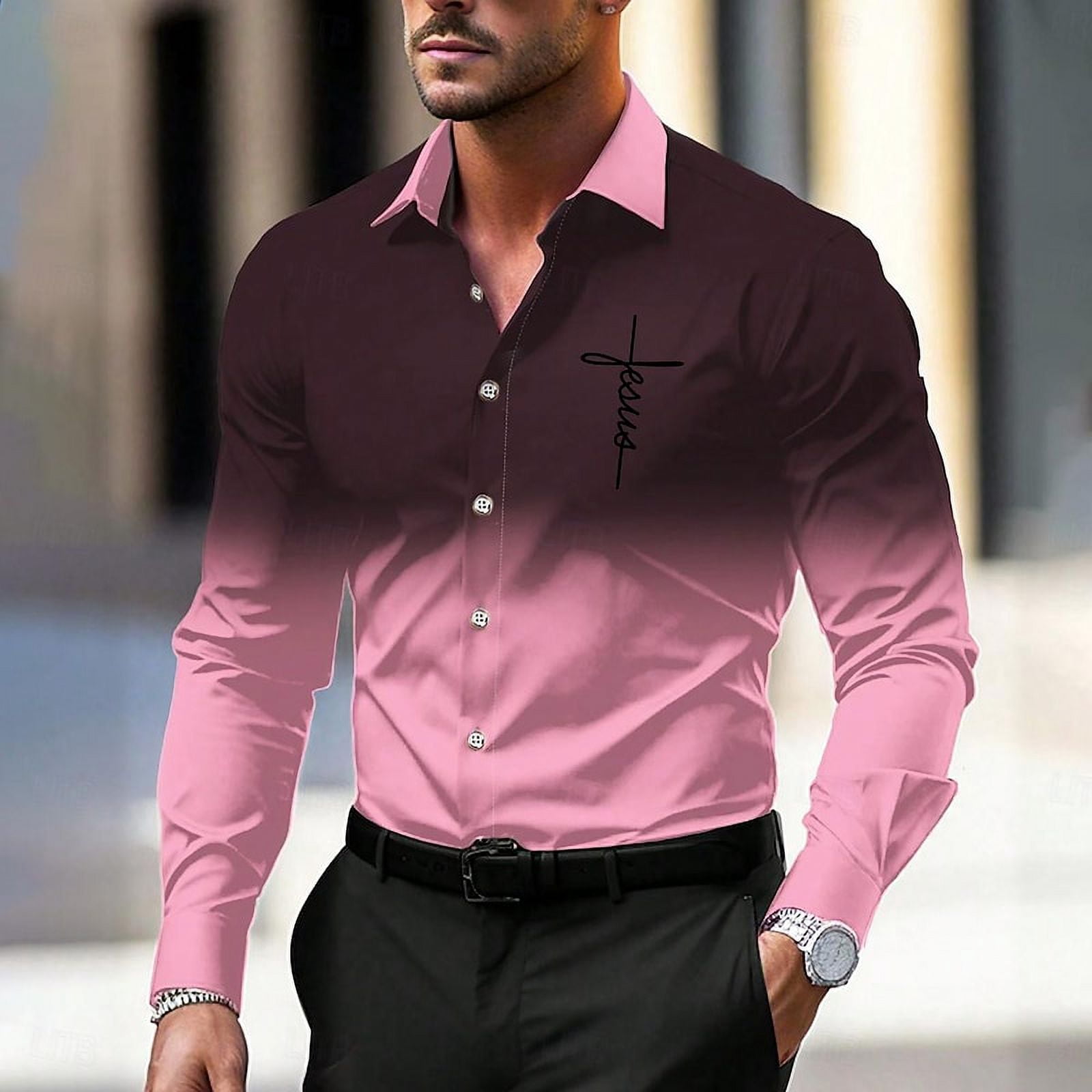2025 Fashion Collar Shirt Stripe Grid Light Color Change Multiple